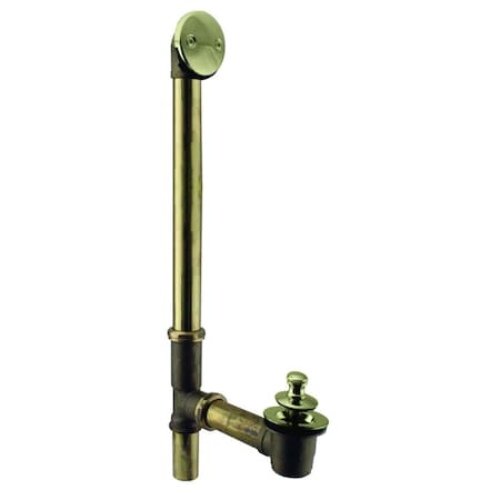 Westbrass Pull & Drain Bath Waste, 22" Make-Up, 20 Ga. Tubing in Polished Brass D3264-20G-01(7971820-01)